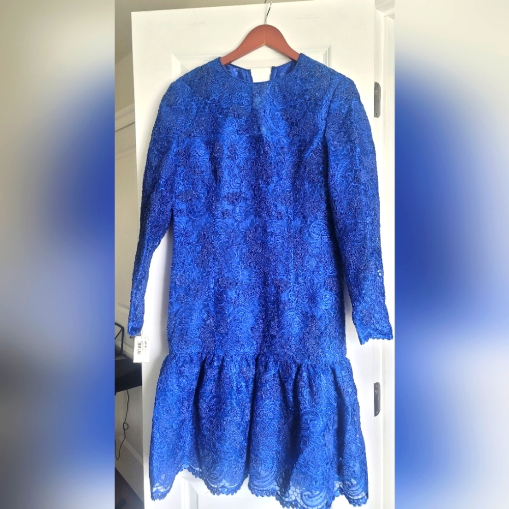 Christian Alta Moda Royal Lace Dress Sz 14 Ret: $1325
